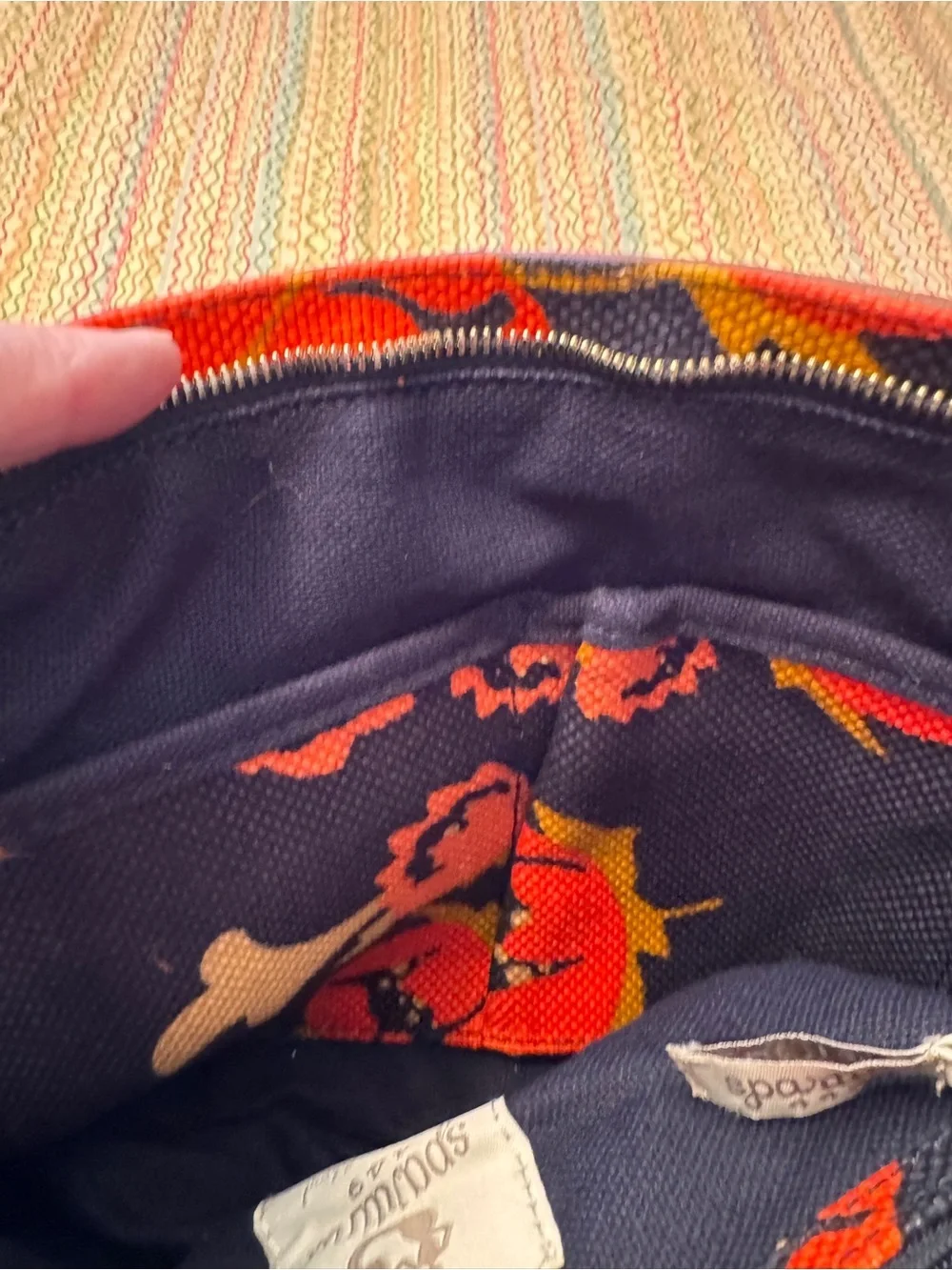 Spartina 449 De Renne Zipper Hipster - Floral Linen - NEEDS NEW STRAP or fixed